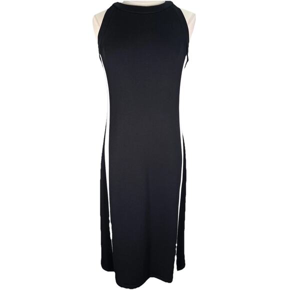 Spanx Air Essentials Medium Black Side Stripe Tank Midi Dress NWT Minimalist - Picture 3 of 13